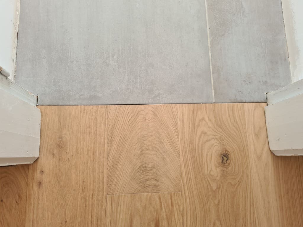 Detalle del suelo de parquet colocado Andreu Parquets